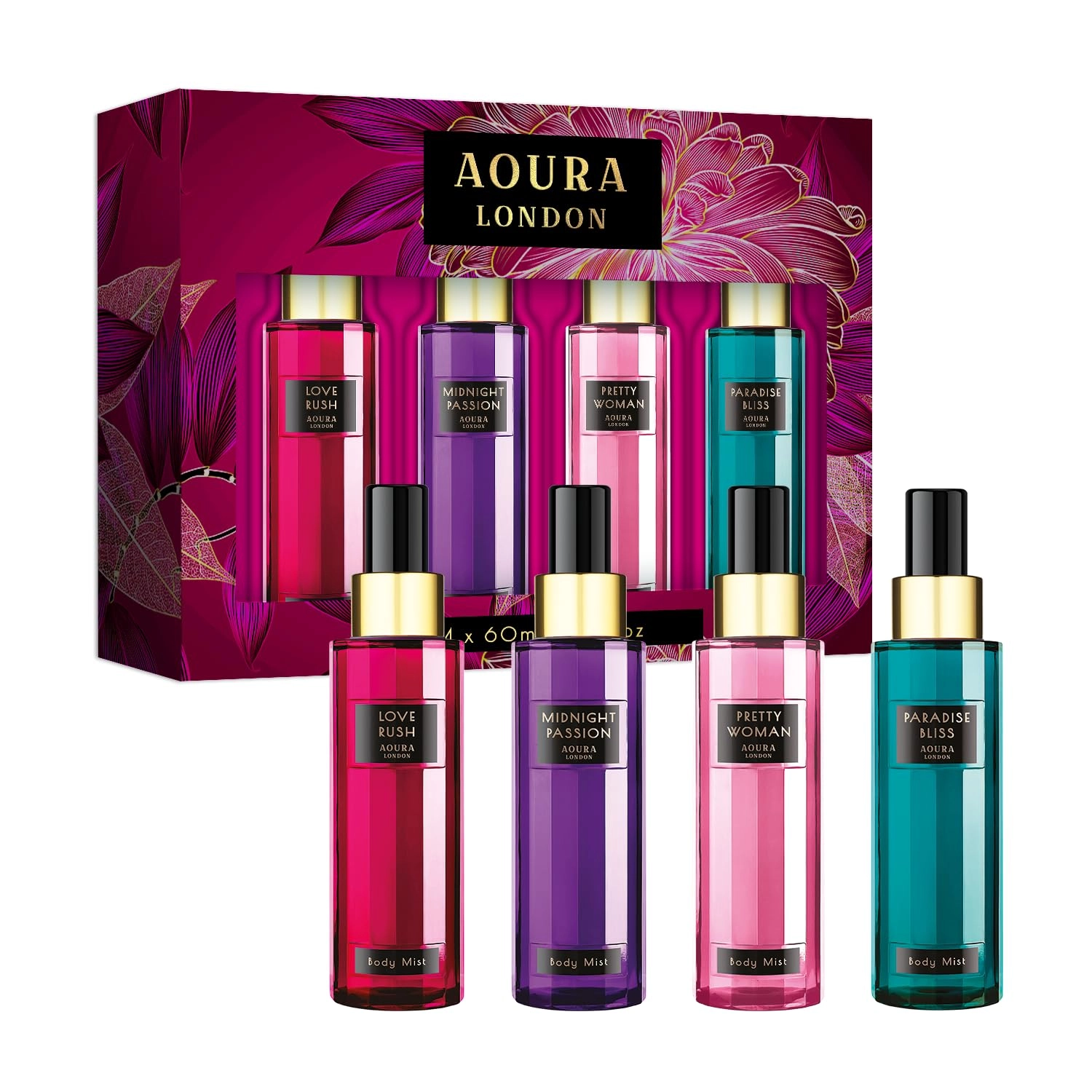 Incos Ltd Midnight Passion + Love Rush + Pretty Woman + Paradise Bliss - Mini Mist 4x60ml