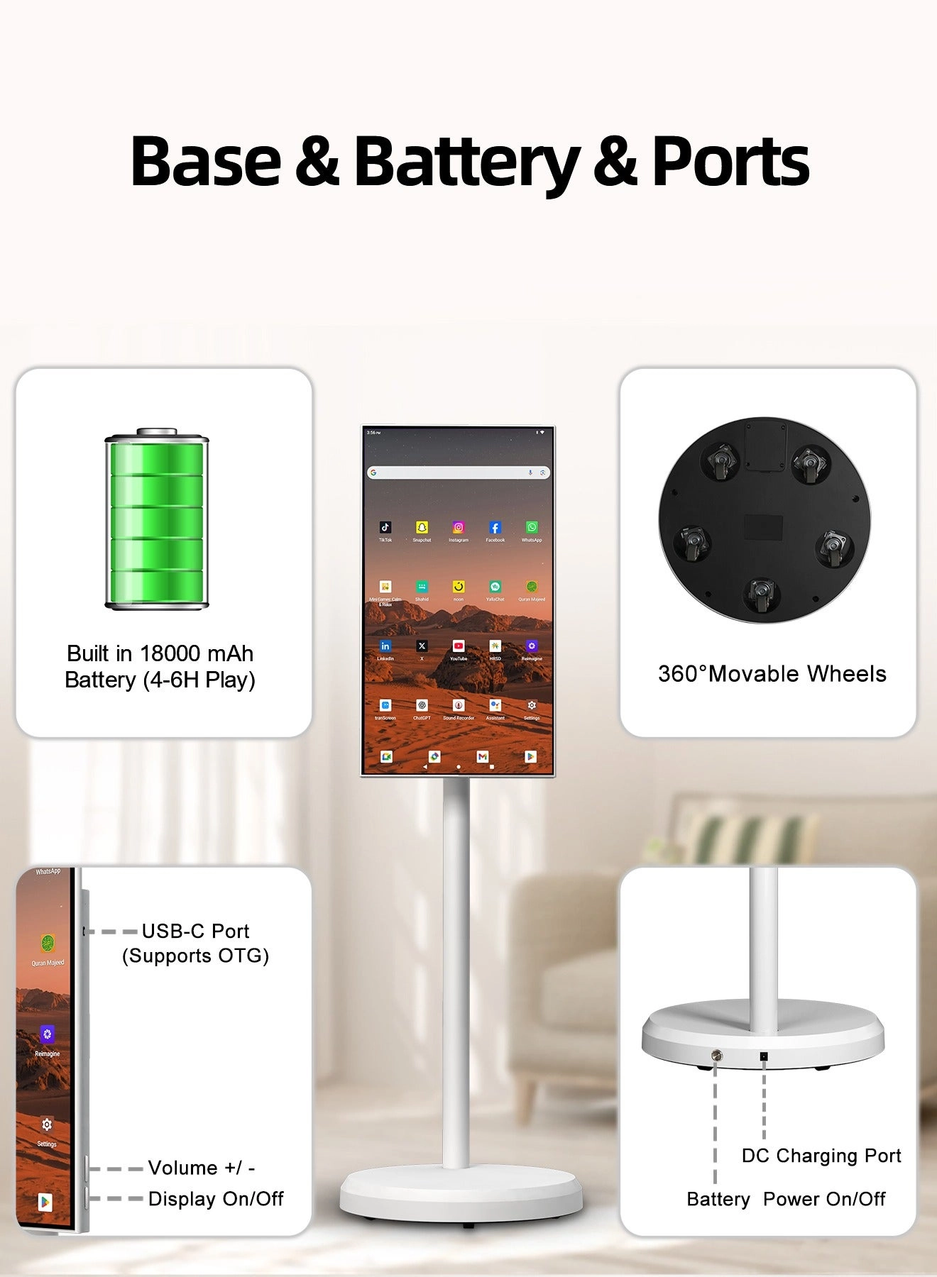 Portable Smart TV - 1080P 21.5 Inch