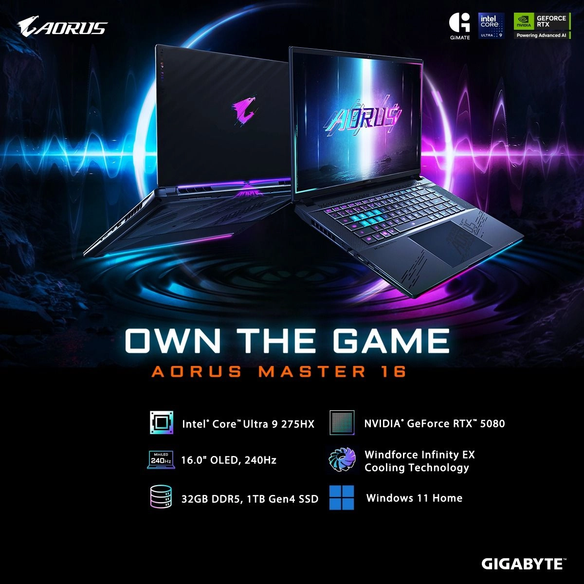 AORUS MASTER 18 - 18'' Core Ultra 9 275HX 64GB DDR5 2TB SSD