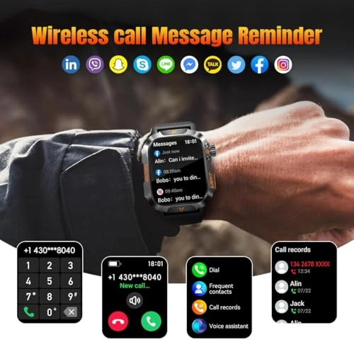 Military Smart Watch - 450 mAh 100+ sports modes IP68