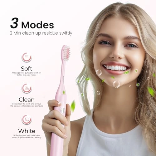 Sonic Electric Toothbrush - Pink USB Travel-friendly
