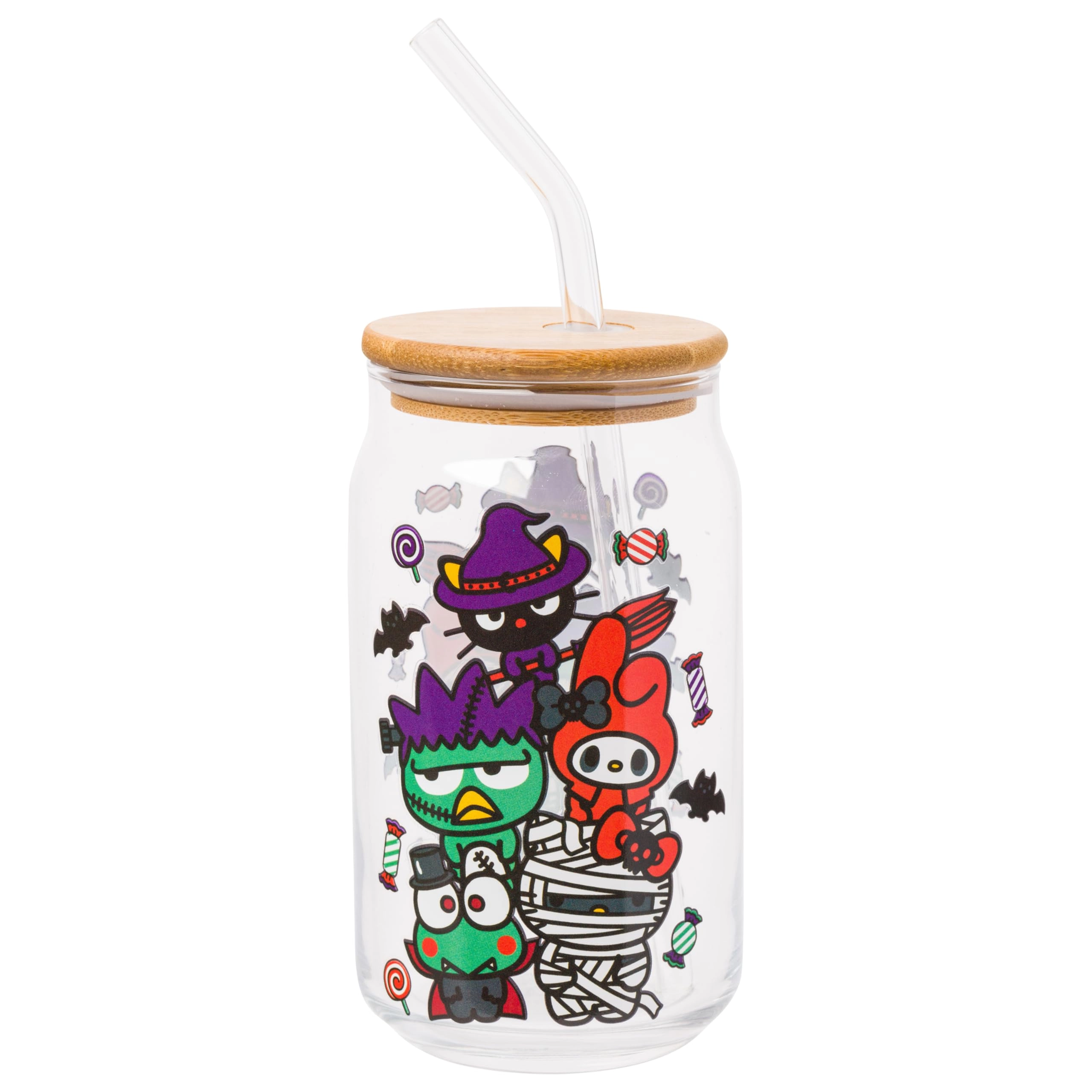 Silver Buffalo Hello Kitty and Friends Halloween Glass Tumbler - 1 pcs - Bamboo Lid Glass Straw