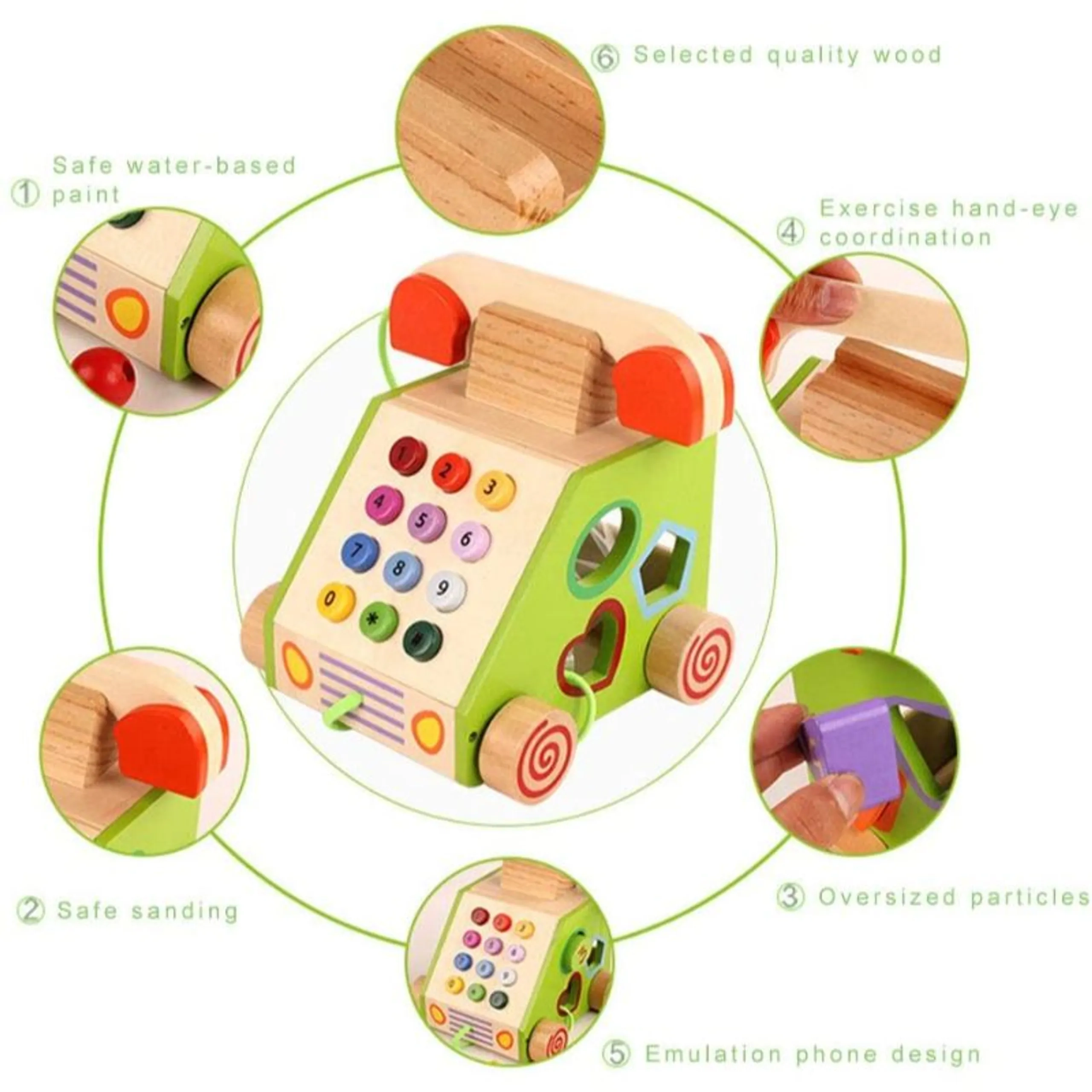 Pull Along Wooden Telephone
