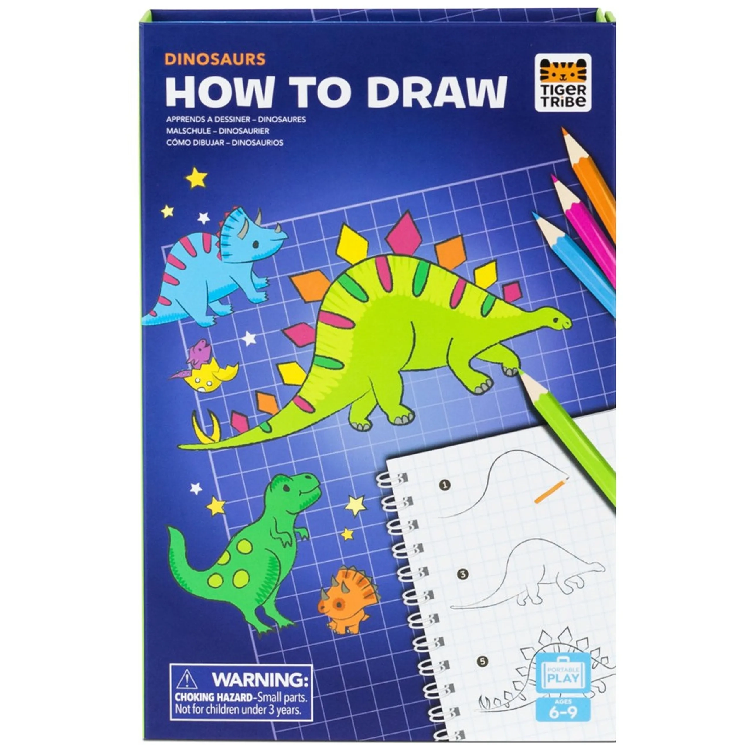 Tiger Tribe Comic Book Kit - 1 pencil 6 double sided pencils (12 colours) 1 double sided black marker Pencil sharpener and eraser