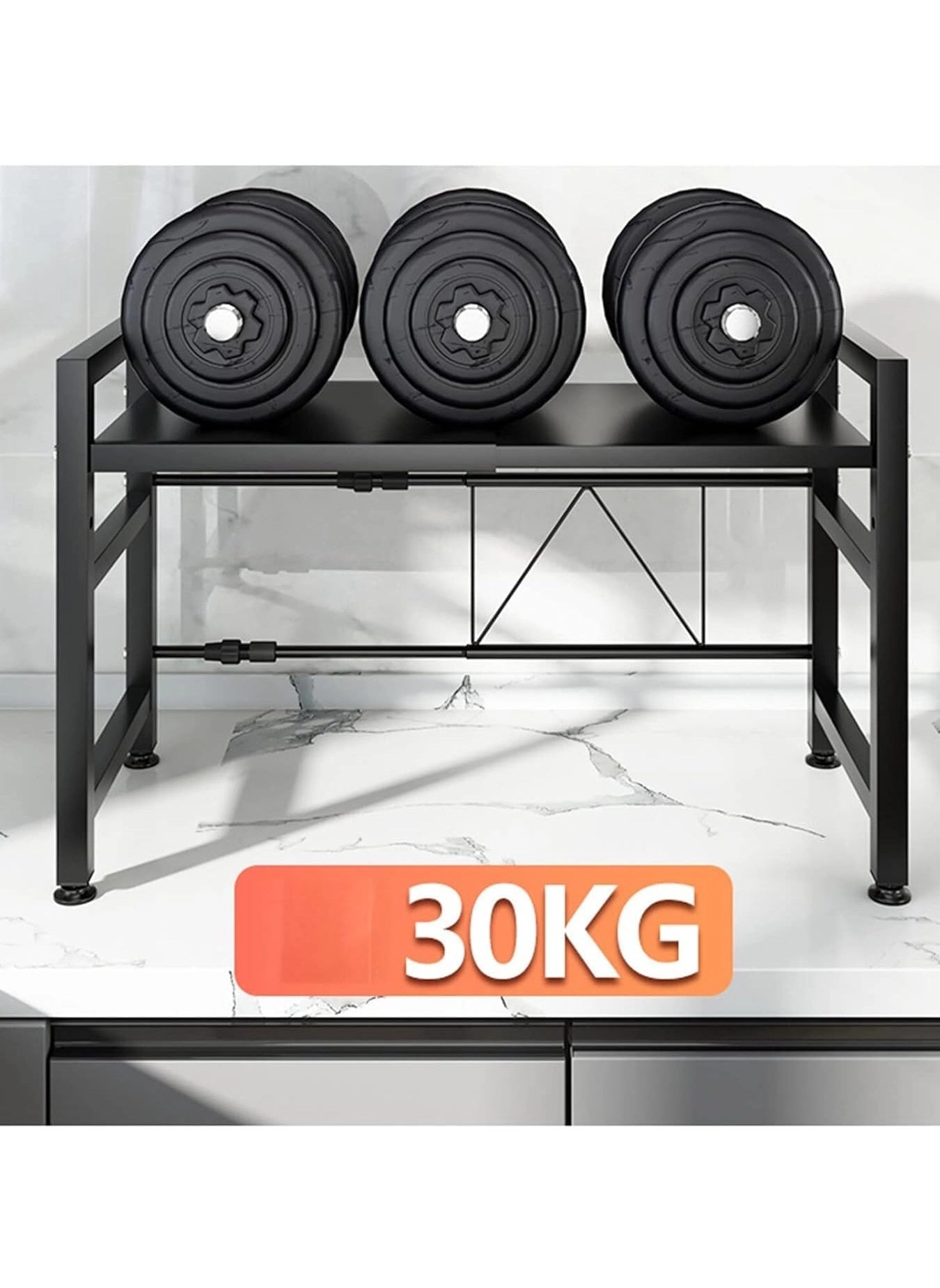 Expandable Microwave Oven Rack - 2 Tier Carbon Steel 6 Hooks
