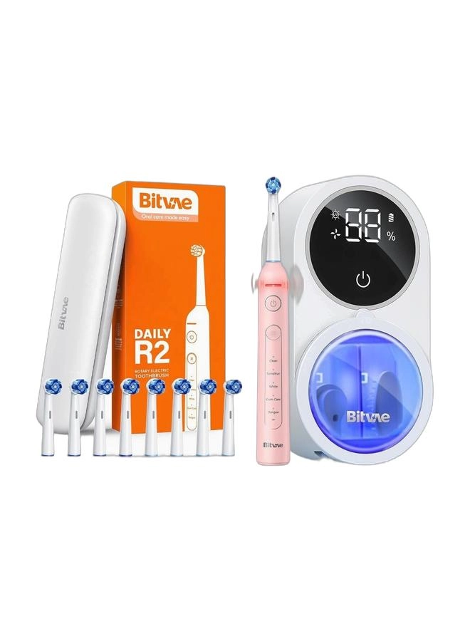 Bitvae BV R2 - Rechargeable 5 Cleaning Modes + UV Toothbrush Sanitizer - with Holder + Hygiene Case - USB-C