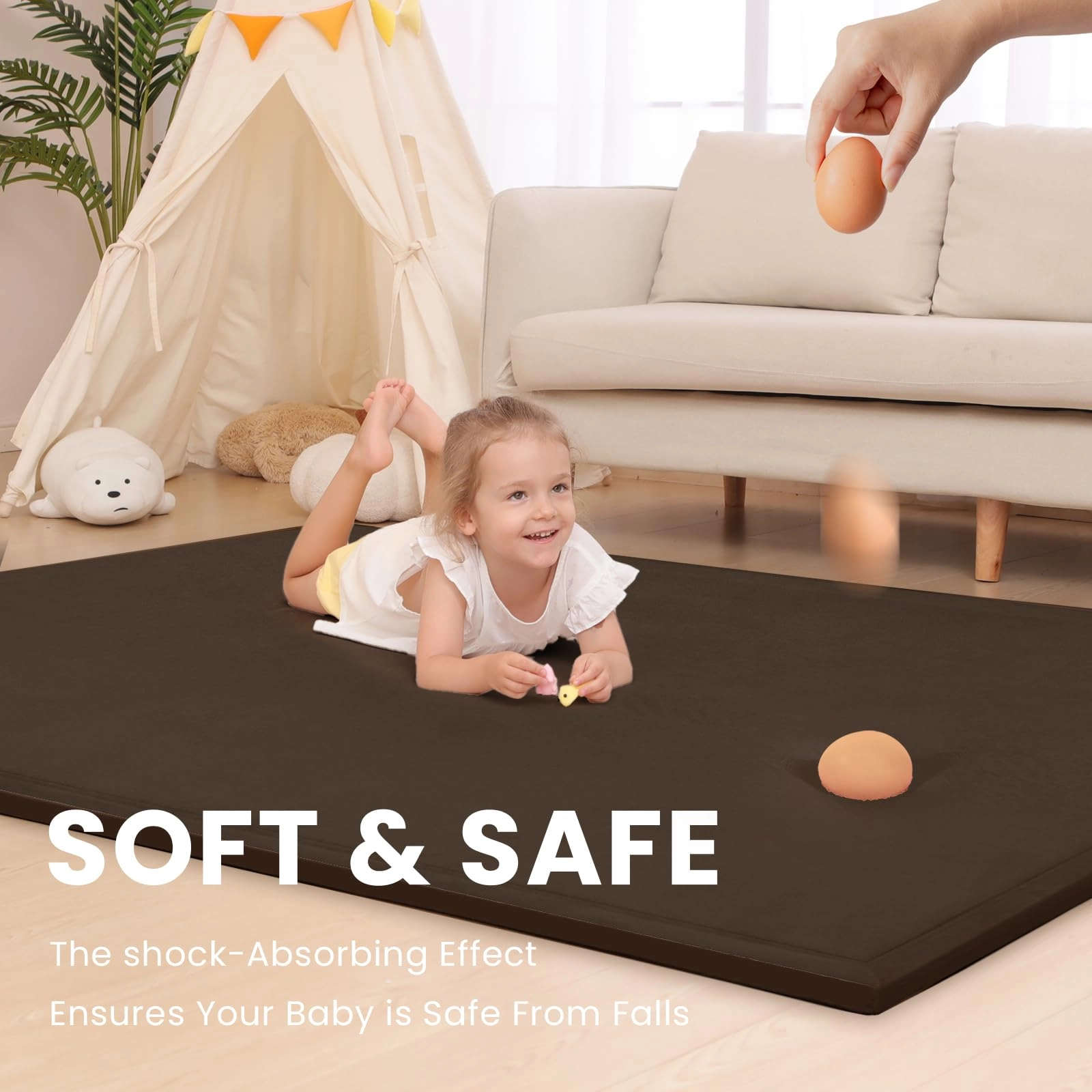 Baby Activity Play Mat - 79"x118" 1.3" Thick Cream