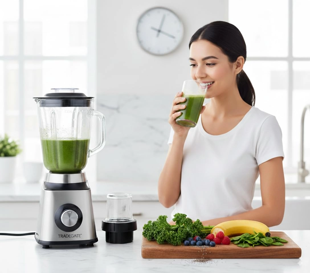 Smoothie Blender & Electric Food Processor 3-in-1 - Stainless Steel 4 Speed Settings