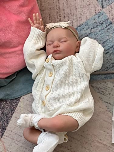 Reborn Baby Doll - 19 inches Silicone Asleep Brown eyes
