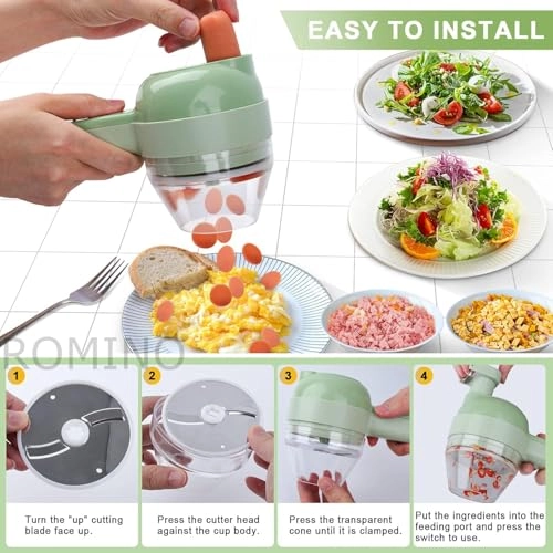 4-in-1 Electric Vegetable Chopper Cutter - Rechargeable