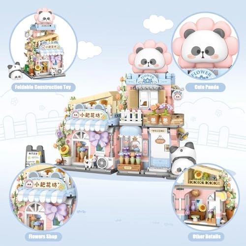 Street View Flower House Shop - Cute Panda 810pcs