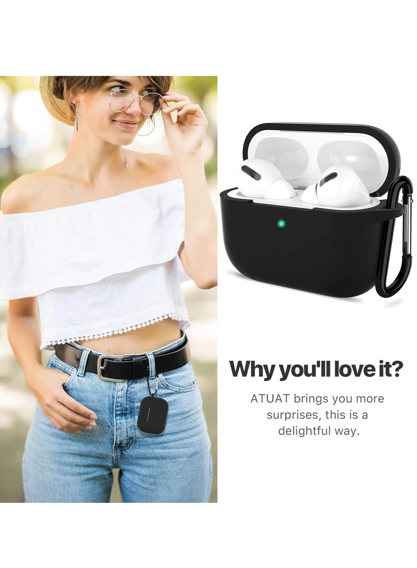 AirPods Pro 2nd Generation Case - Silicone Black Keychain