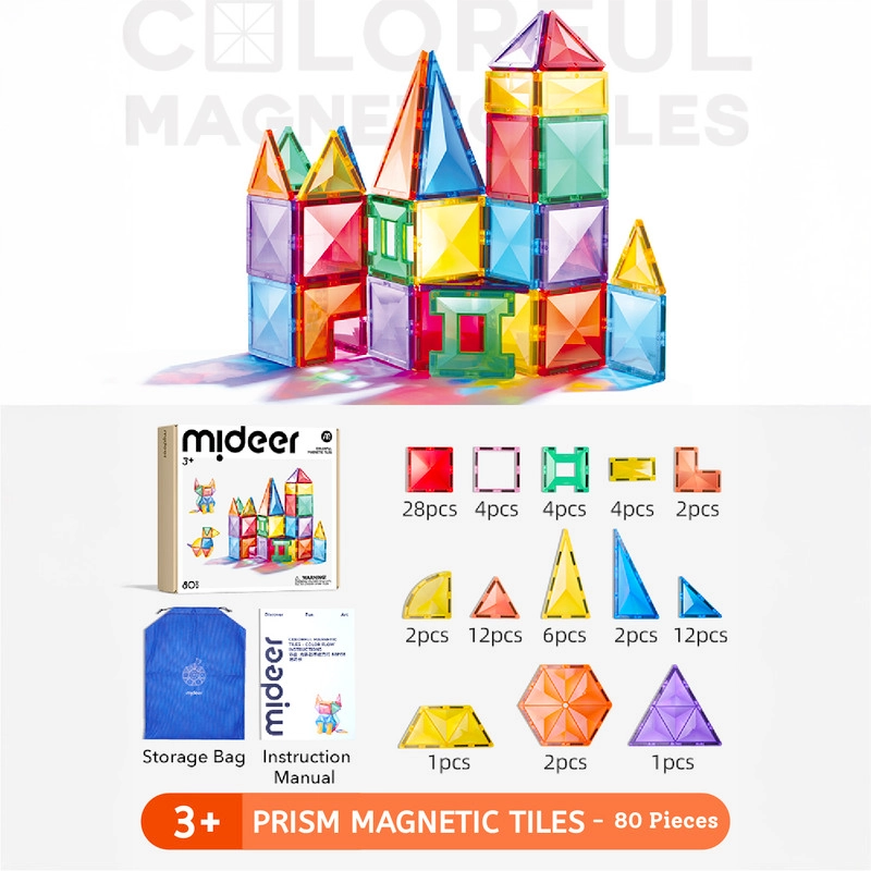 Prism Magnetic Tiles - 80 pcs