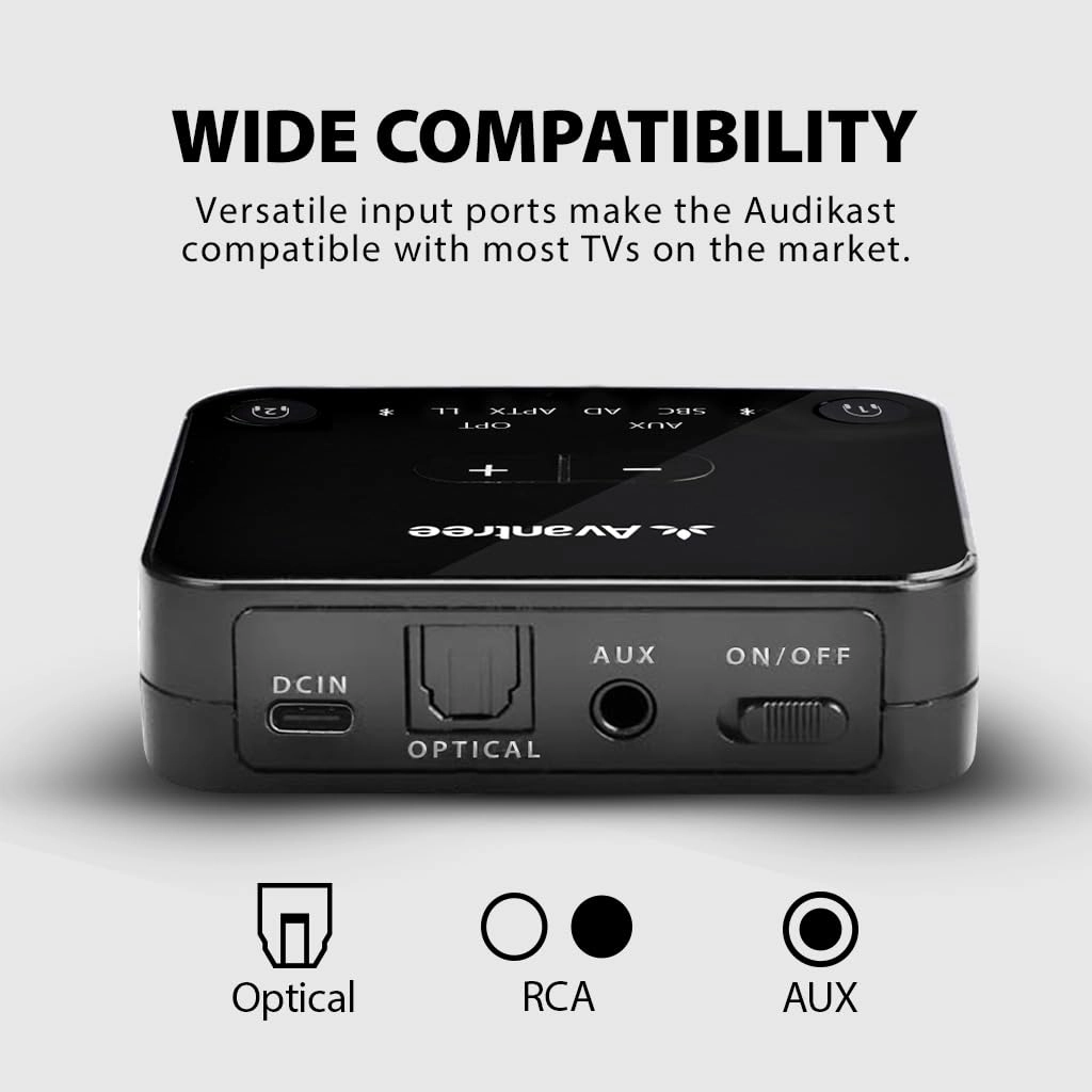 Audikast Plus - Bluetooth 5.3 optical (TOSLINK) and AUX (3.5mm)