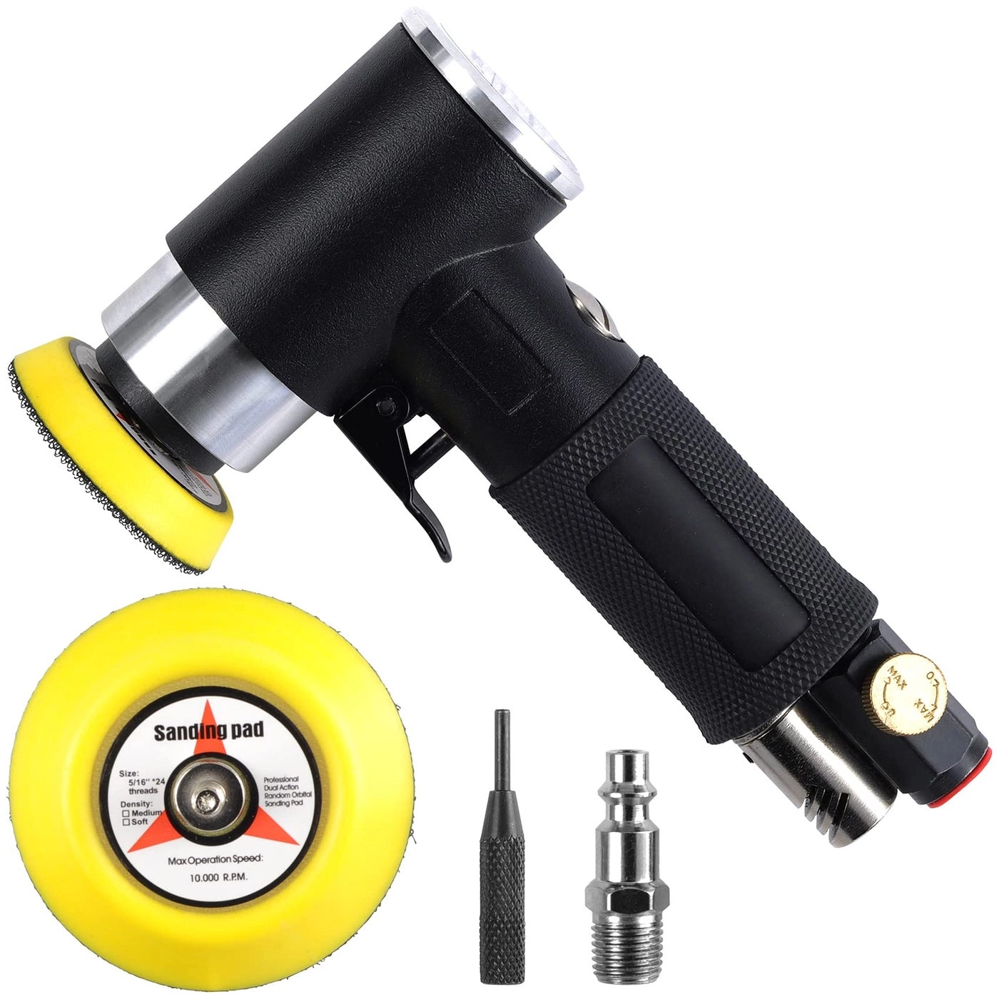 PROSHI Dual Action Mini Air Sander - 2" & 3" Random Orbital Pneumatic Kit