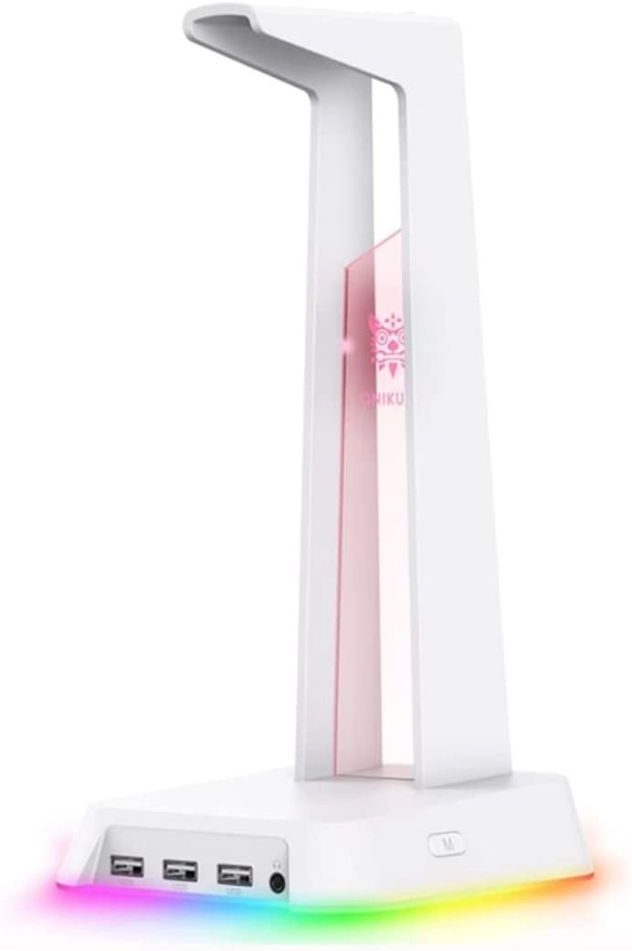 Habrur Headphone Stand for Computer Headphones - RGB 3 x USB 3.5mm Jack