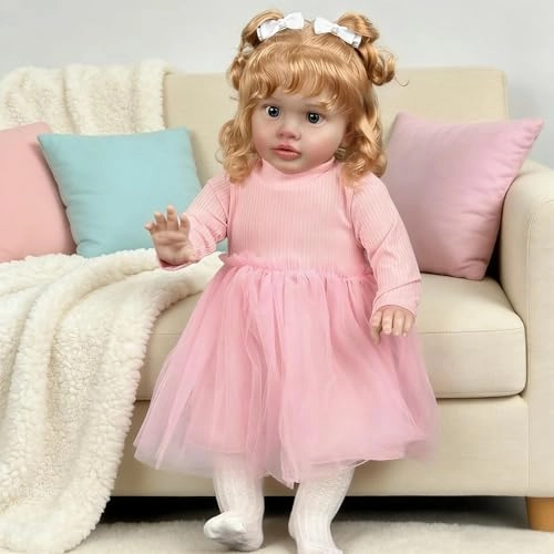 Pippa Reborn Baby Doll - 26 inch Cotton Vinyl Hand-rooted Curly Hair Ages 3+