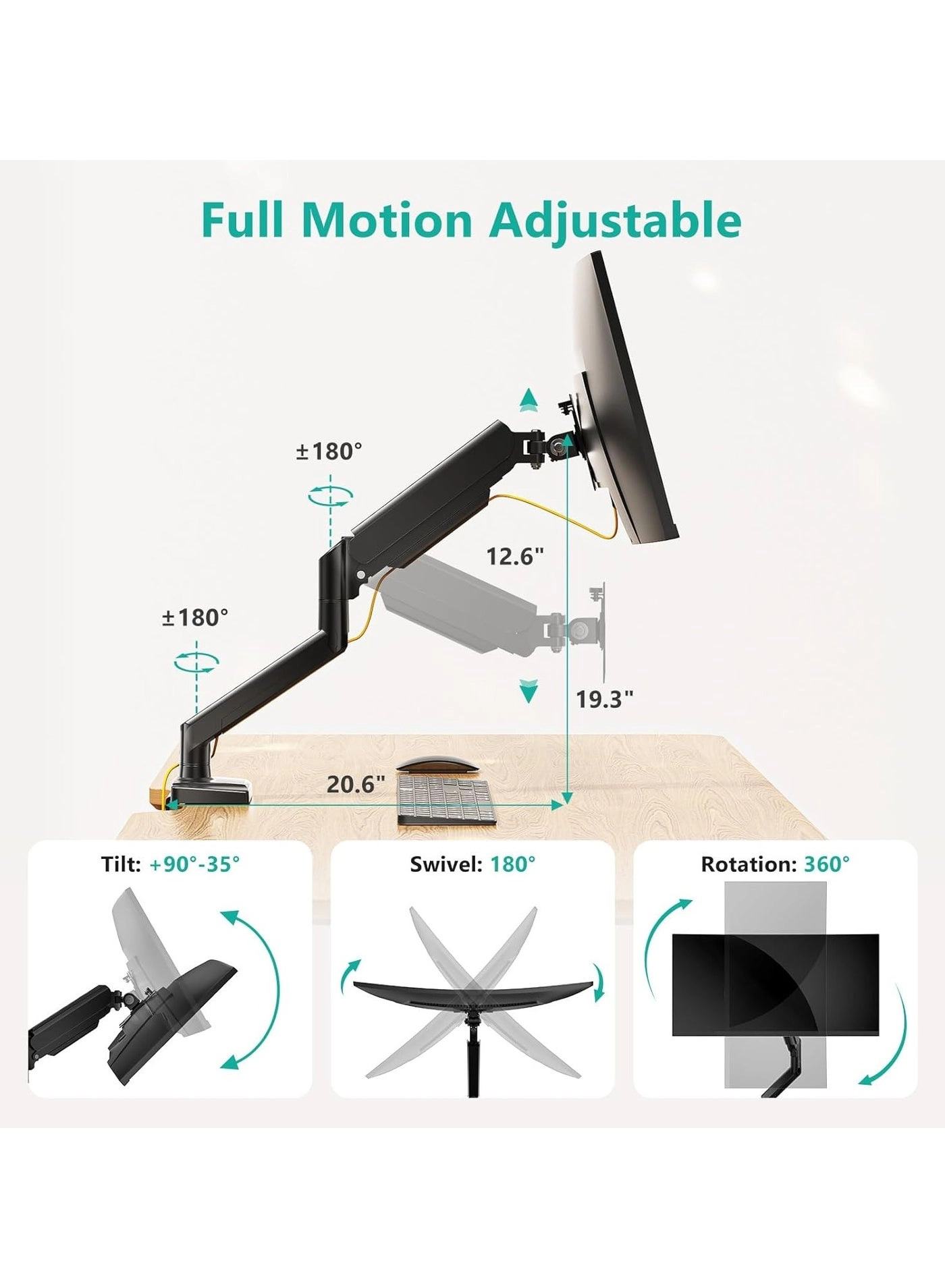 Single Monitor Mount - 1 34" 75x75mm 100x100mm