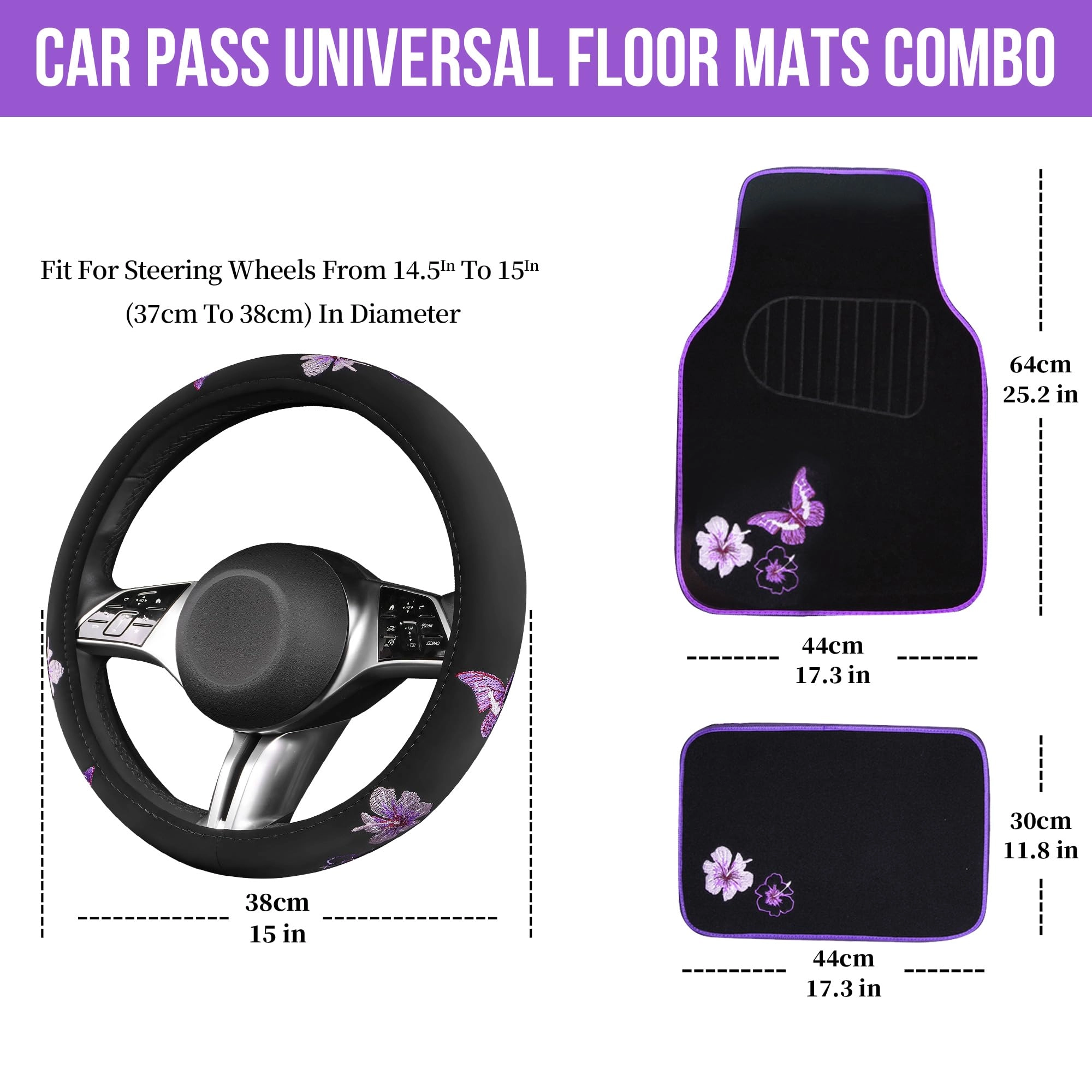 Embroidery Butterfly and Flower Car Floor Mats