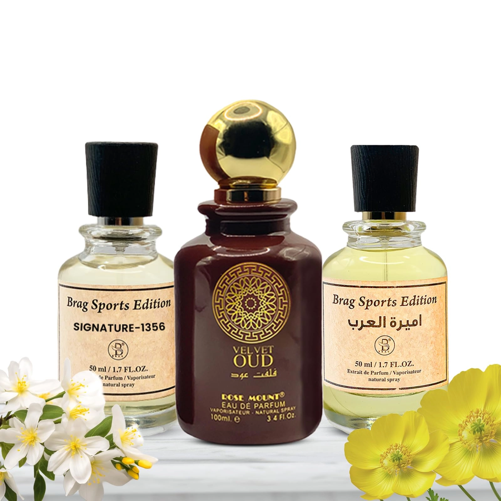 B BRAG Signature 1356 - 50ml + Velvet Oud - 100ml + Brag Sport Ameerat Al Arab - 50ml