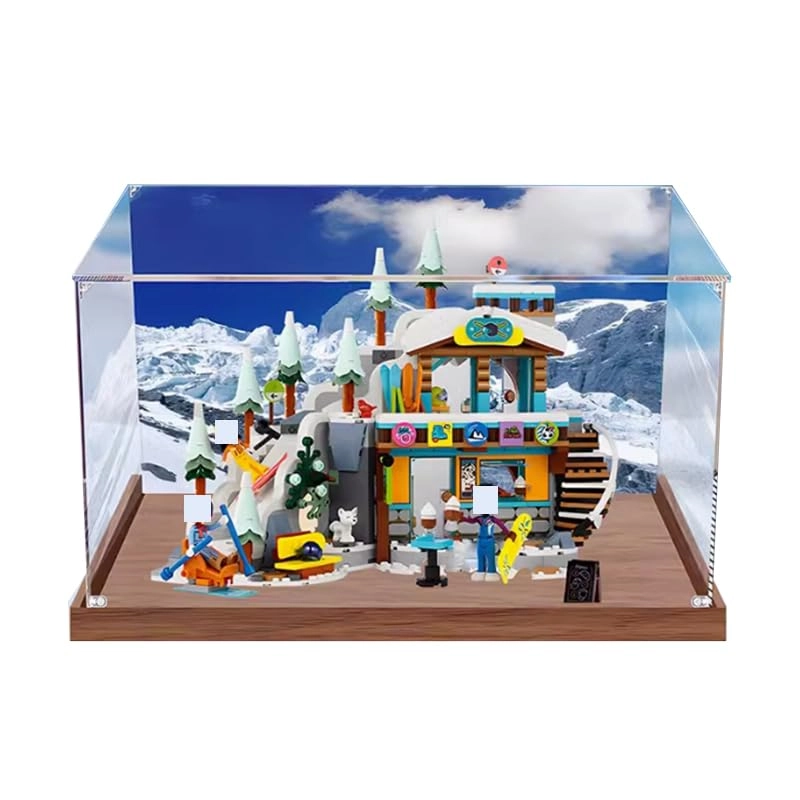 HCAEIOFJ Lego Friends Display Case (41756) - 35x25x30cm Wood Bottom+background