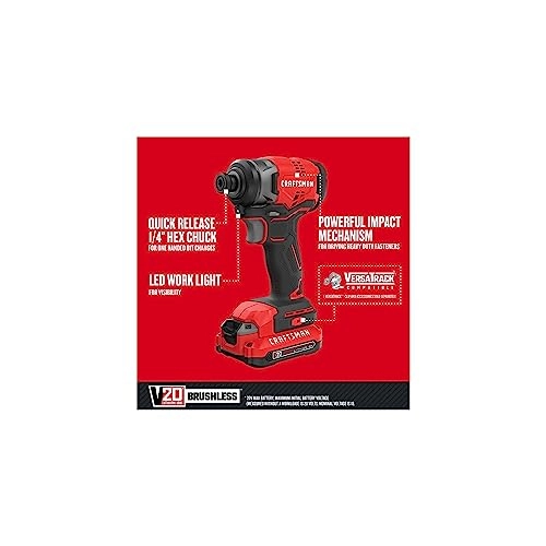 V20 Cordless Impact Driver - 1/4 inch Brushless 20V