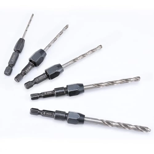 Spiral Drill Bit Set - high speed steel 6542 + carbon steel 5 Pieces 2mm 3.2mm 4mm 5mm 6mm