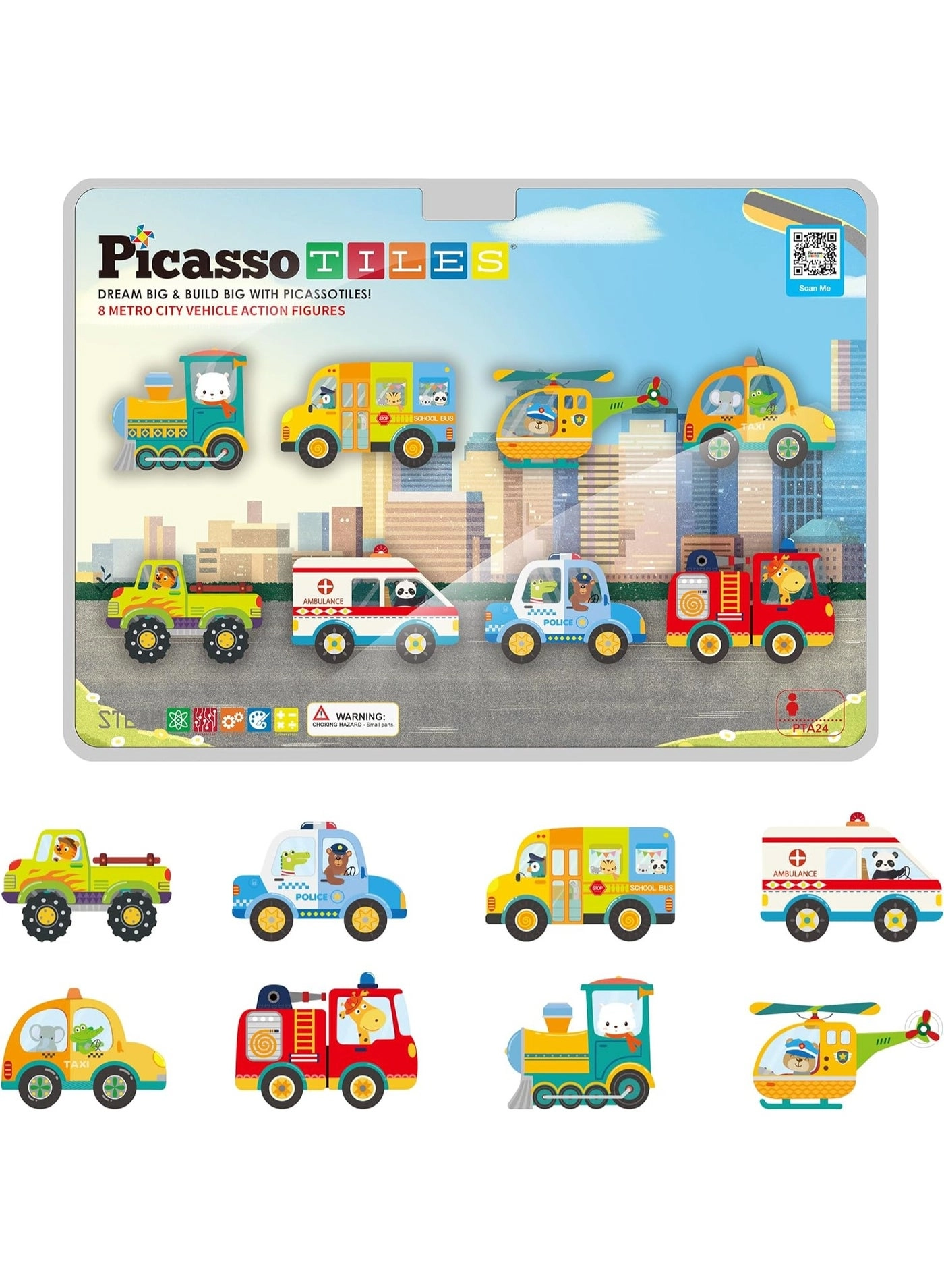 PicassoTiles Metro City Vehicles - 8pcs