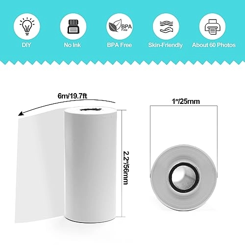 Instant Print Camera Refill Paper - 10 Rolls 2.2 x 1 Inches