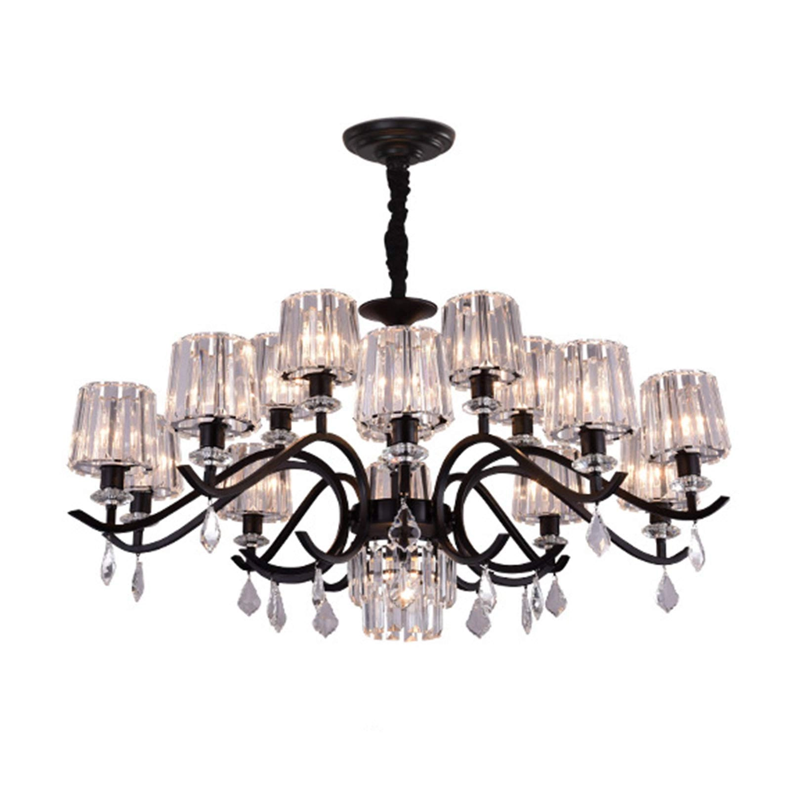 AYMAYA American Crystal Chandelier - 16 Heads Black