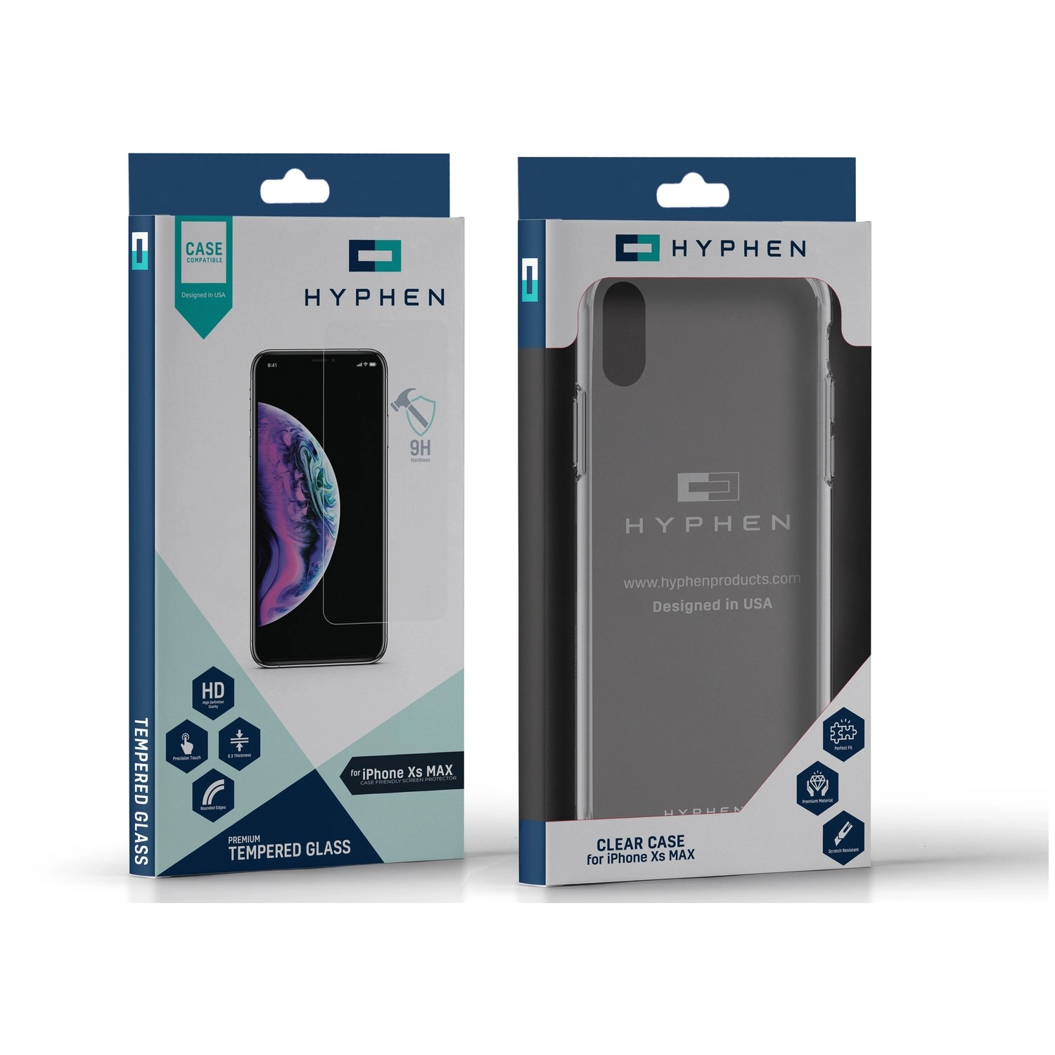 Hyphen Clear Case - TPU Back Case + TG Screen Protector for Apple Xs Max