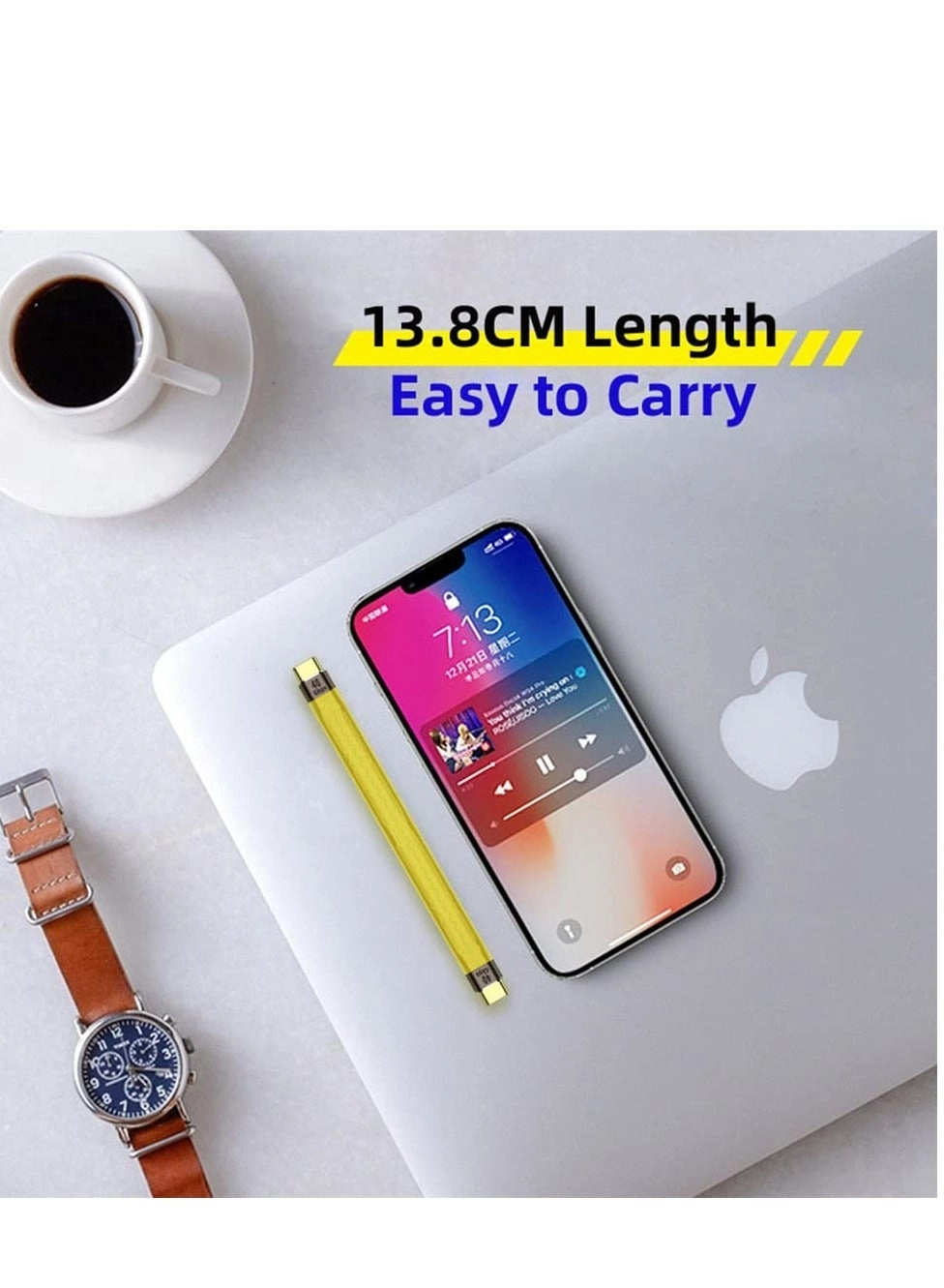 Charge Cable 100W USB-C to USB-C 0.1m Flat