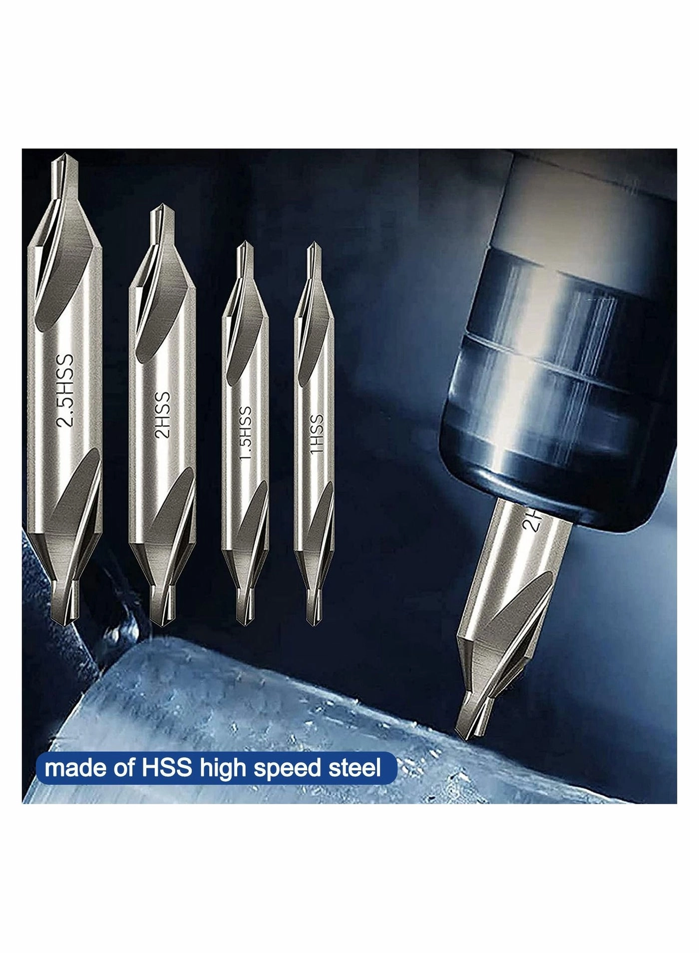 Center Drill Bit Set - HSS 7 Pieces 1.0 1.5 2.0 2.5 3.0 4.0 5.0mm