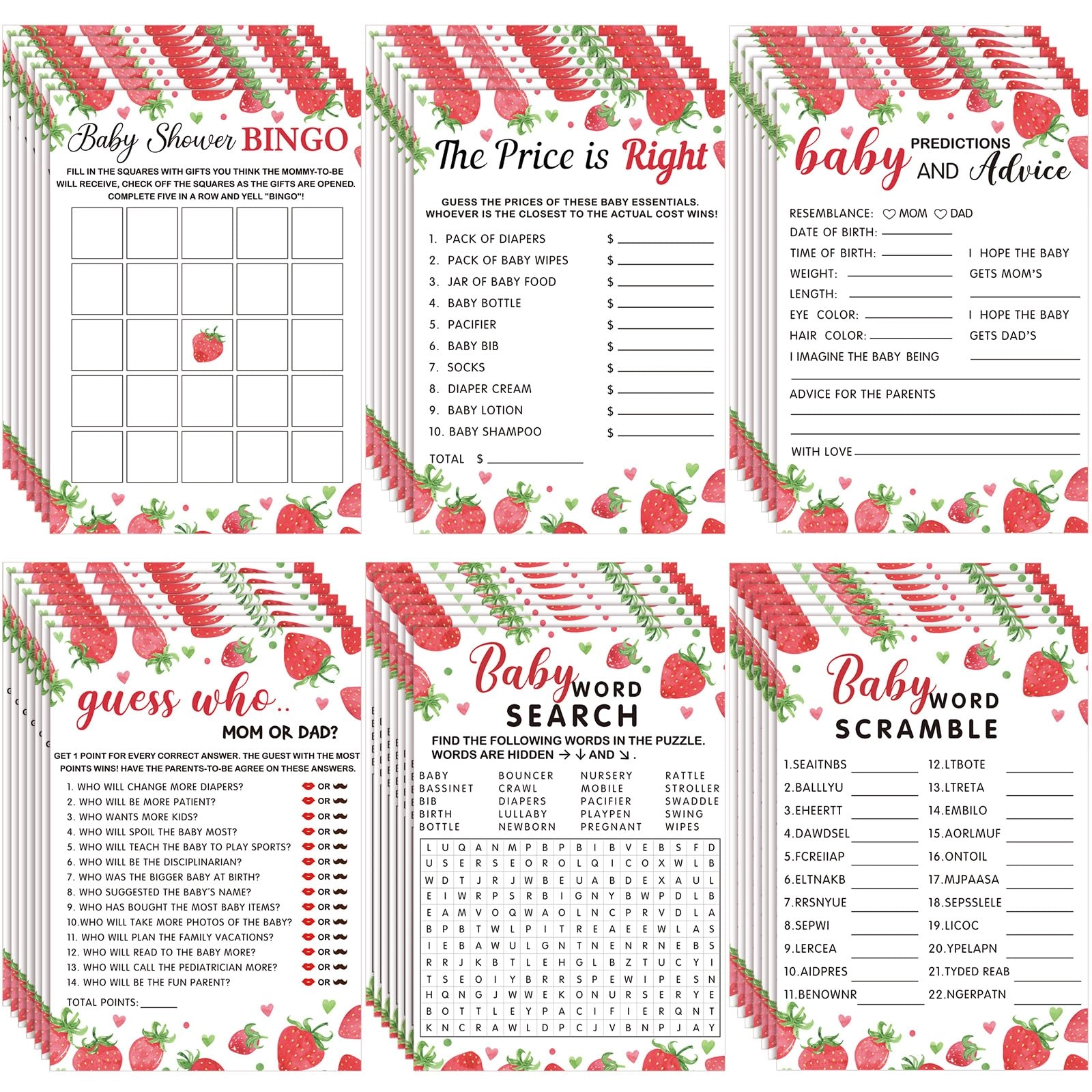 Jetec Strawberry Theme Baby Shower Games - 302 piece(s) 6 - 15 years English