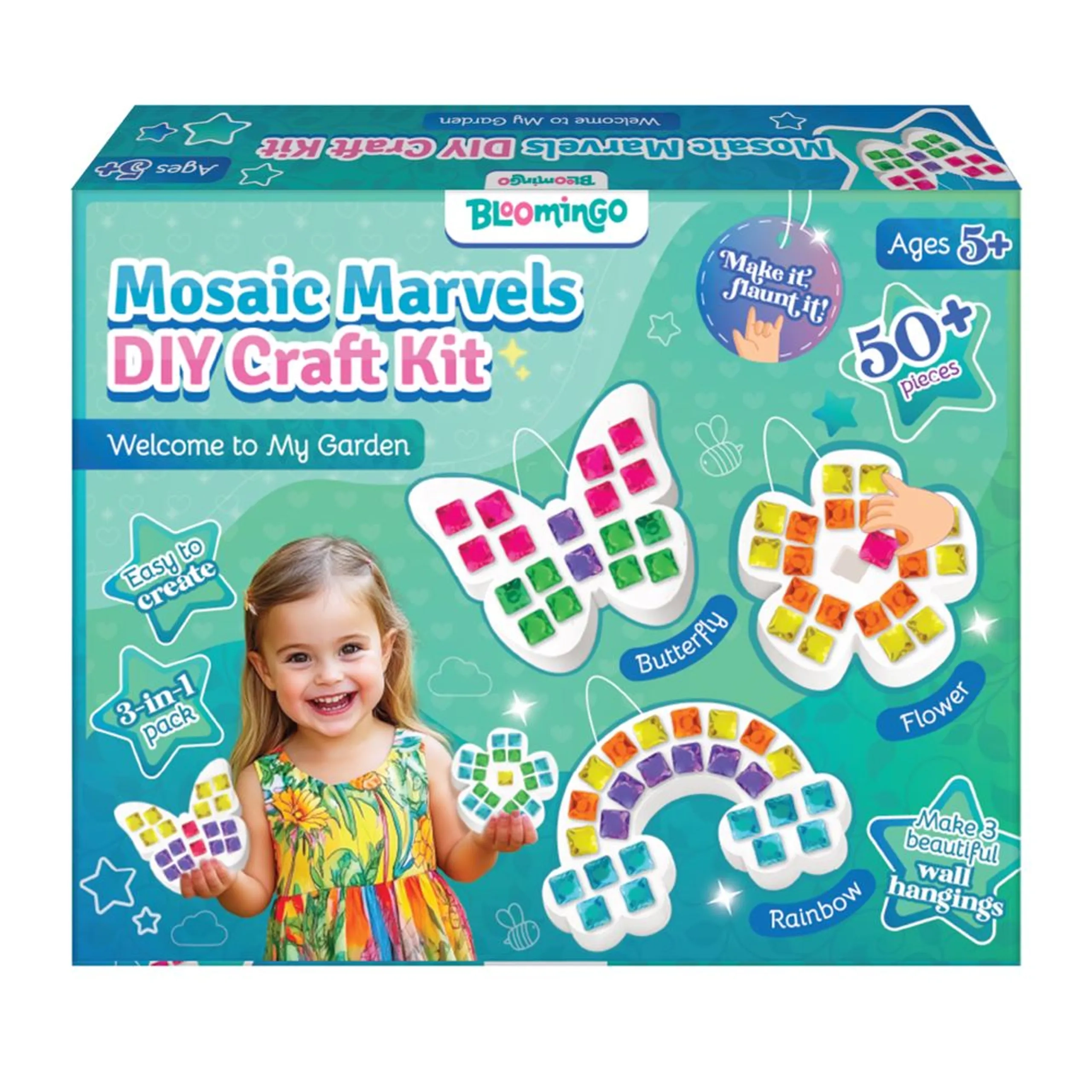 Bloomingo Mosaic Marvels DIY Craft Kit - Multicolor 50 Plus Pcs