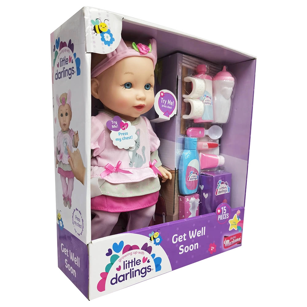 Little Darlings Get Well Soon Doll - 12" 15Pcs Ages 2+