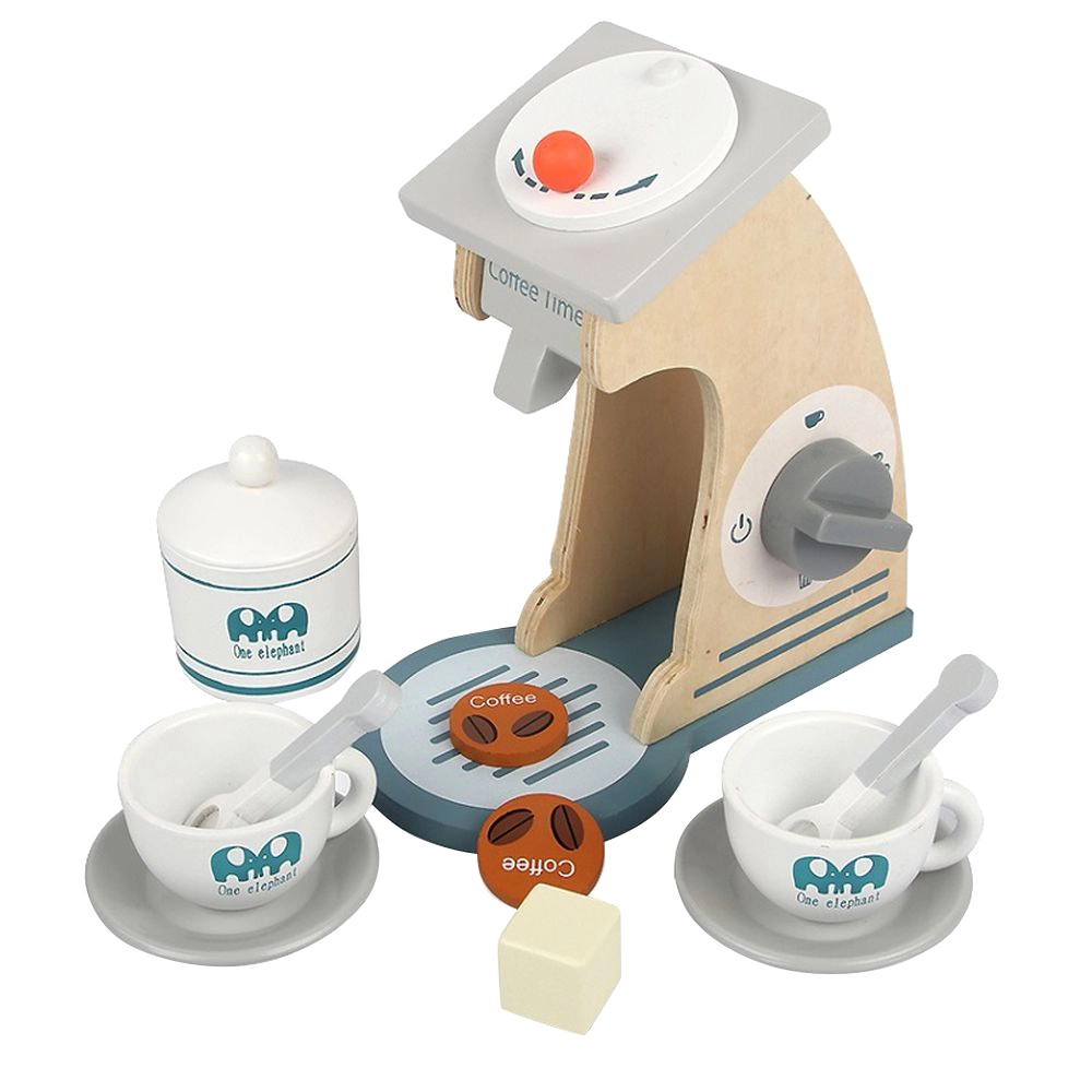 Little Angel Kids Wooden Coffee Maker Toy Pretend Play Set (5551007-MSN20019)