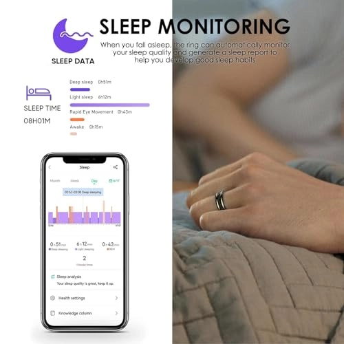 Smart Health Ring - IP68 Waterproof Bluetooth 5.1 7-8 days