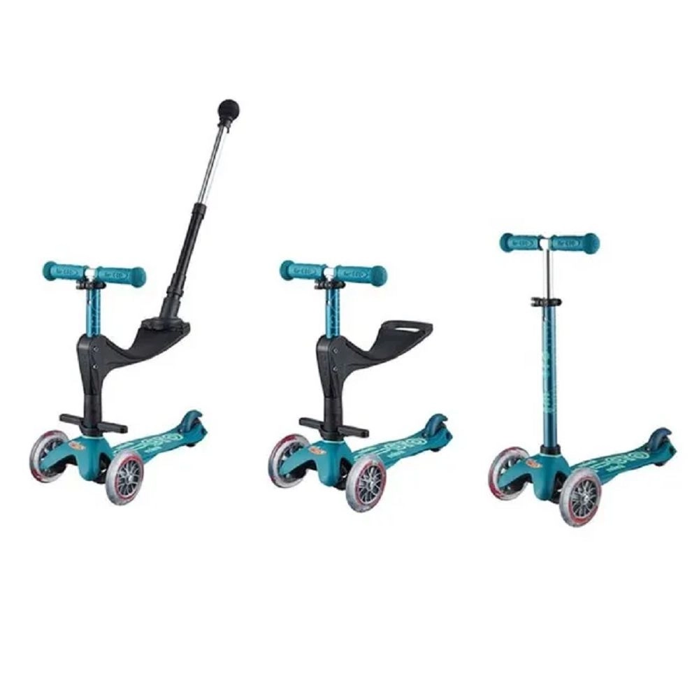 Mini 3 in 1 Deluxe Eco 3-Wheel Kick Scooter – 120mm LED + Seat