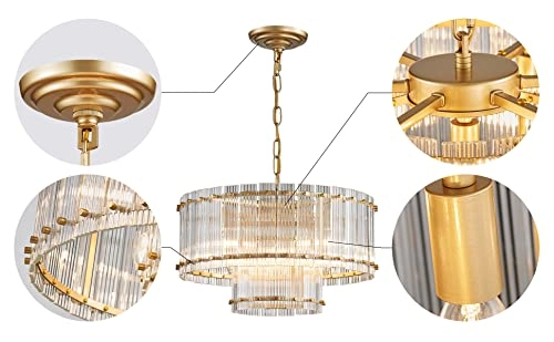 Moder Glass Chandelier - Doule Layer Drum 5-Light
