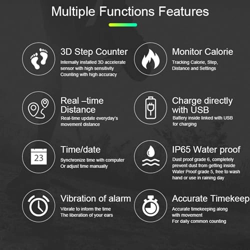 Non-Bluetooth Fitness Tracker Watch - Pedometer Calorie Counter IP65 Waterproof