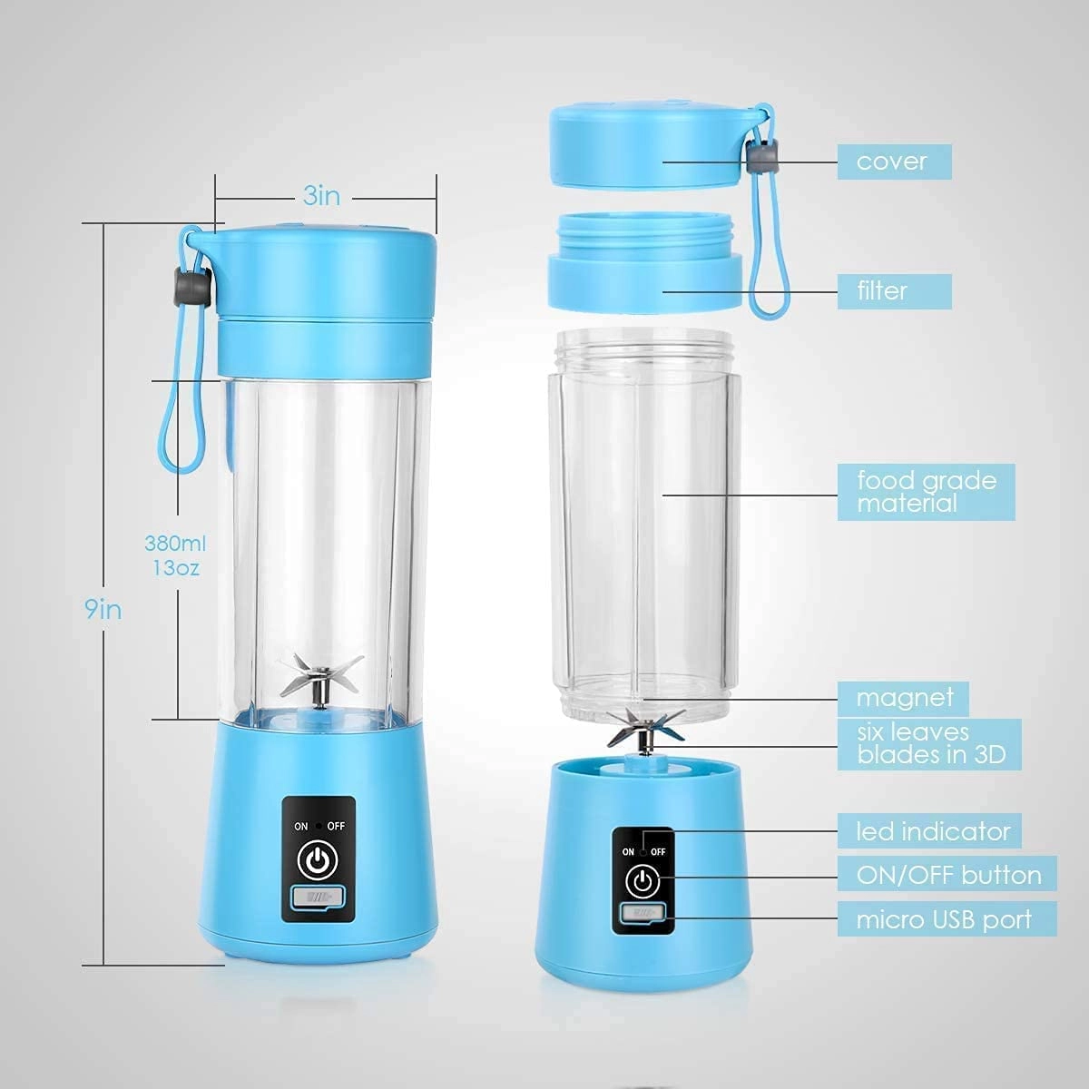 6 Blade Smoothie Maker - Portable Rechargeable USB