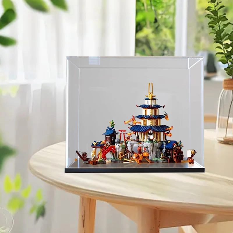 Clear Acrylic Display Case - 55x50x25cm Wood Bottom+top Light