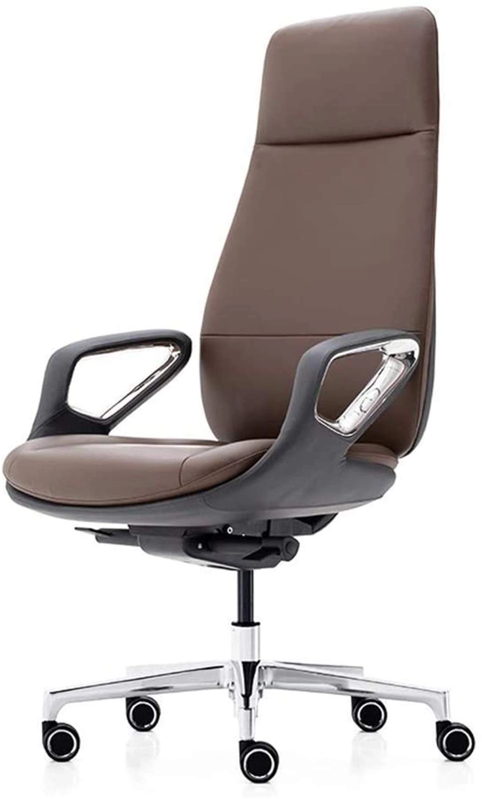 Desk Chair - PU Leather Brown High Back