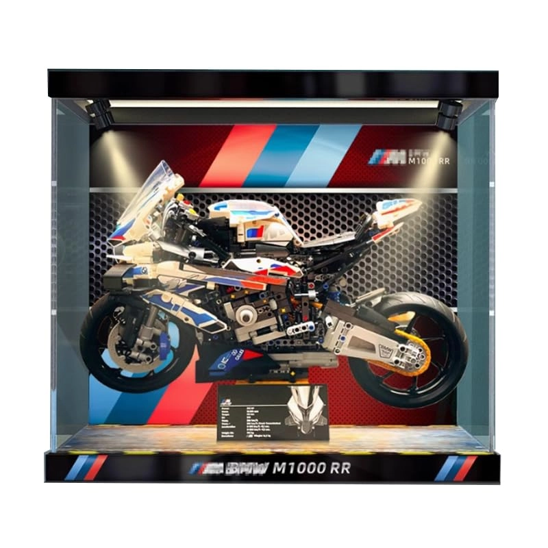 HCAEIOFJ Clear Acrylic Display Case for LegoTechnic 42130 - 50x20x40cm Background+top Light1