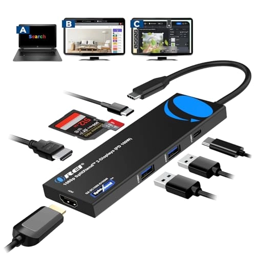 Orei SplitExtend Laptop Docking Station - 4K Dual Monitor 100W PD