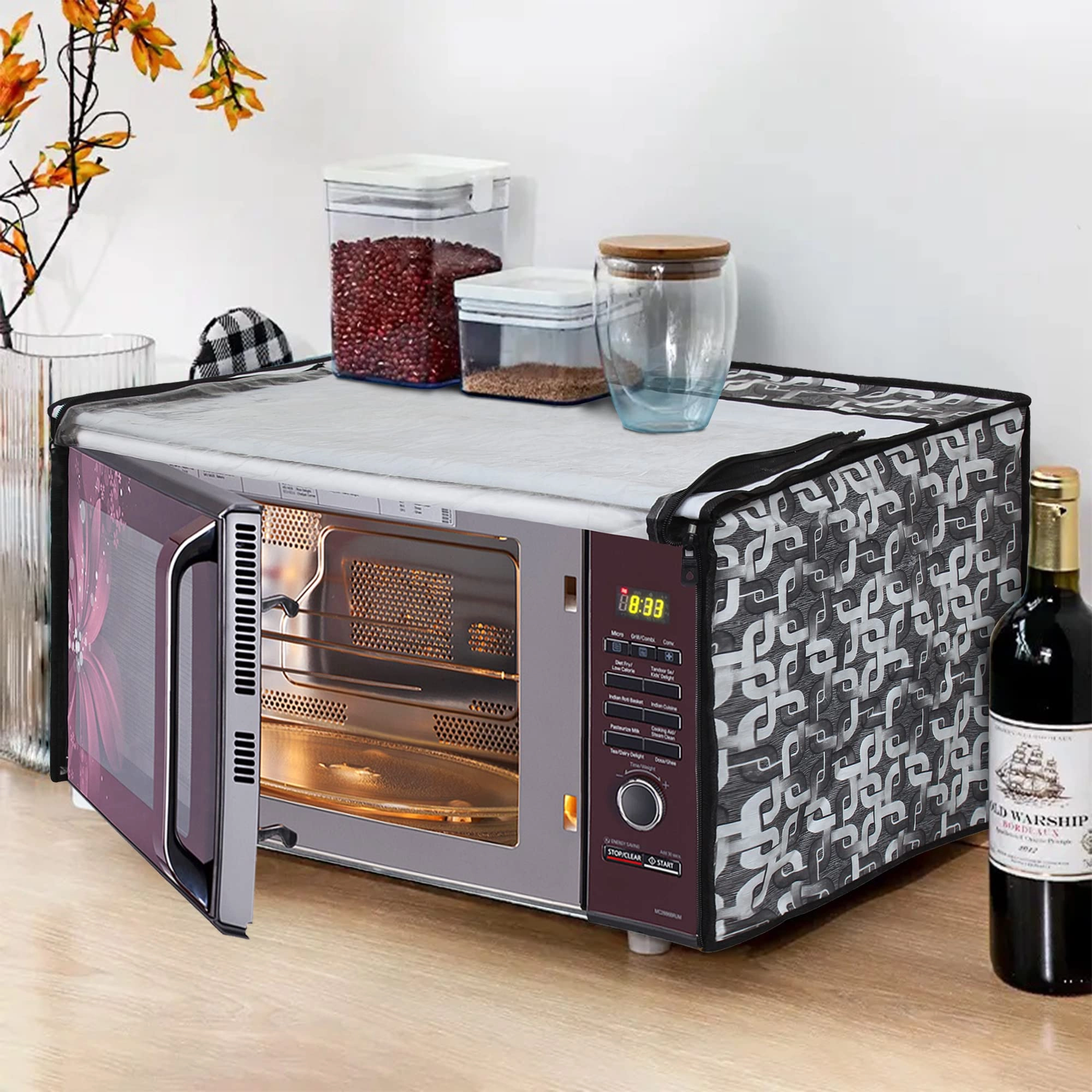 Glassiano Microwave Oven Cover - 27 Litre Silver