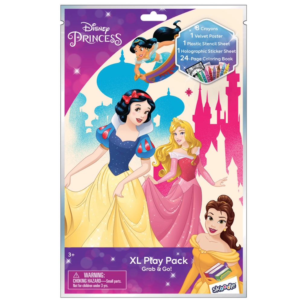 Disney Princess Play Pack Grab & Go Kit - 24-page coloring book 8 crayons resealable pouch Ages 3+
