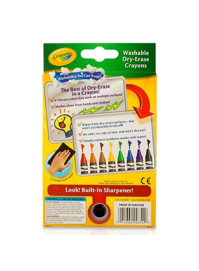 Dry Erase Large Crayons - 8 Pcs