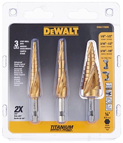 DeWALT Step Drill Bit Set - Titanium Nitride Coated 3-Piece
